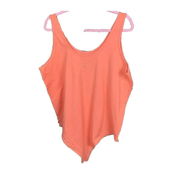 Torrid Plus 5 Coral Peach Double Scoop Neckline Cotton Sleeveless Bodysuit - Picture 3 of 5